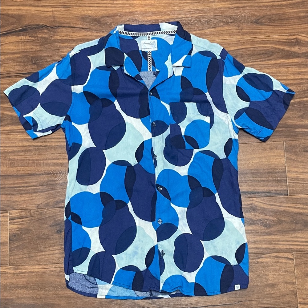 Sovereign Code Vintage Style Blue and Navy Patterned Shirt